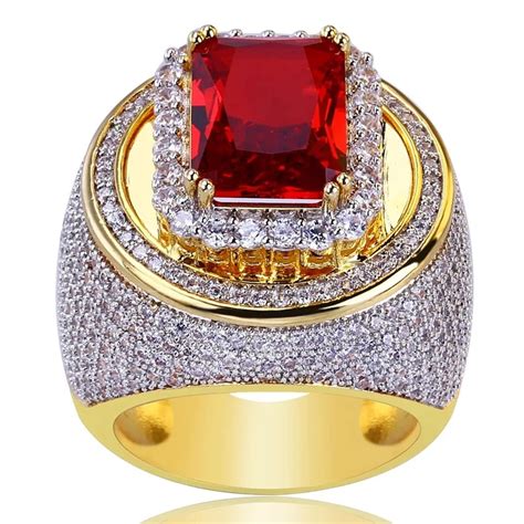 versace women's ring with big red stone